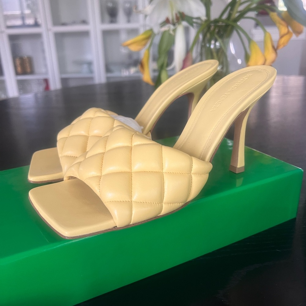 Bottega Veneta Lemon Yellow Padded Slide Sandals - Picture 10 of 11